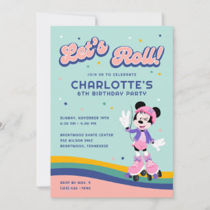 Minnie Mouse Girl's Roller Skate Birthday  Invitation