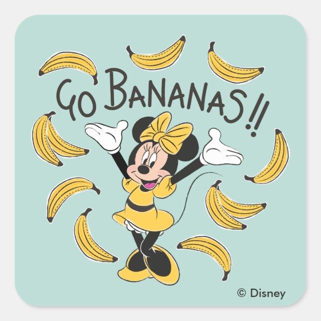 Minnie Mouse | Go Bananas Square Sticker (Front)