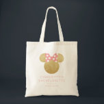 Minnie Mouse | Gold & Pink Bachelorette Tote Bag<br><div class="desc">Elevate your bachelorette festivities with this enchanting Minnie Mouse Bachelorette Tote Bag. Perfect for toting all your essentials, this bag features the iconic Minnie Mouse head adorned with dazzling gold glitter sparkles and a charming pink and white bow. Make this tote bag uniquely yours by adding custom text, such as...</div>