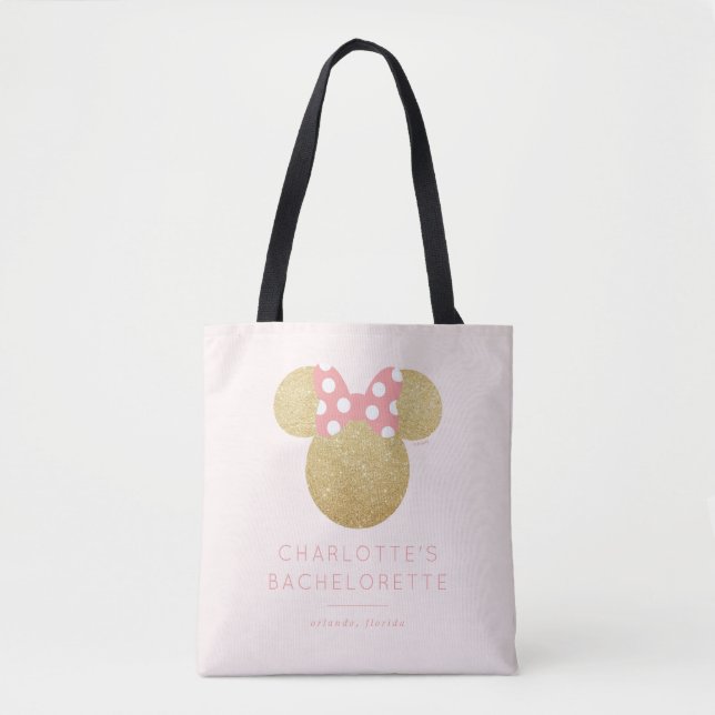 Minnie Mouse | Gold & Pink Bachelorette Tote Bag (Front)