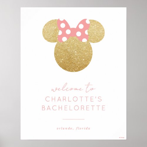 Minnie Mouse  Gold  Pink Bachelorette Welcome Poster