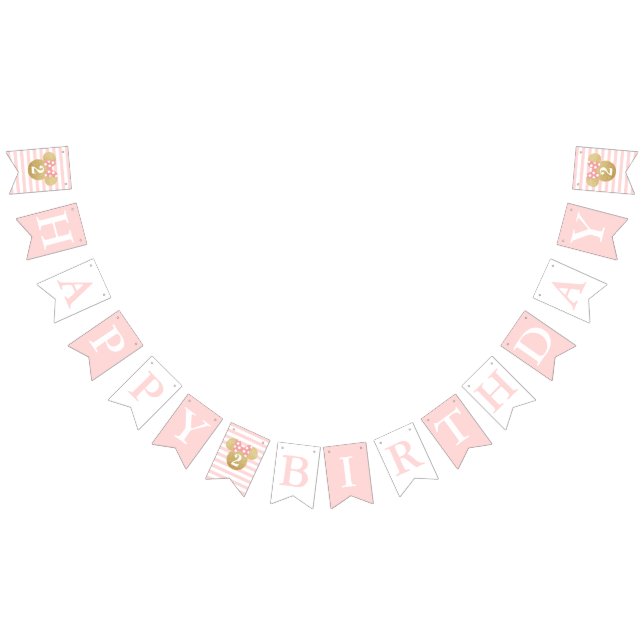 Minnie Mouse | Gold & Pink Birthday Bunting Flags (All)
