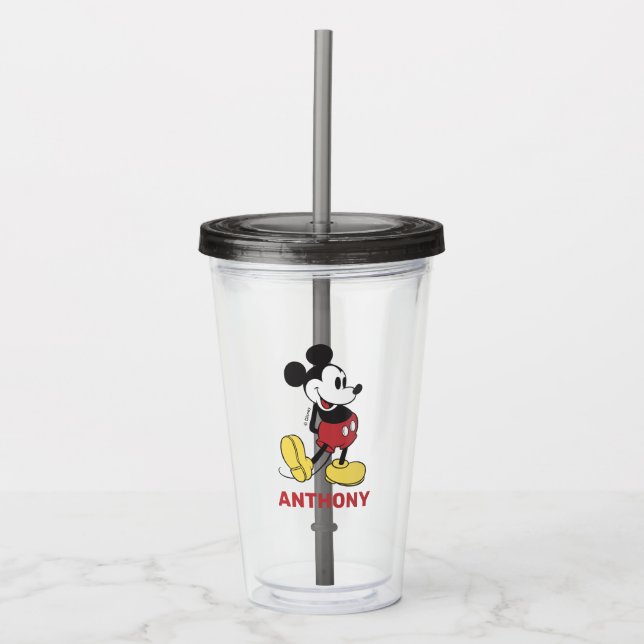 Minnie Mouse | Gold & Pink Birthday Party Favor Acrylic Tumbler (Front)