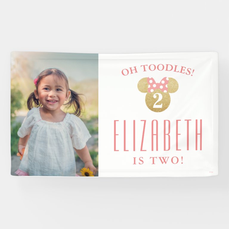 Minnie Mouse | Gold &amp; Pink Birthday - Photo Banner