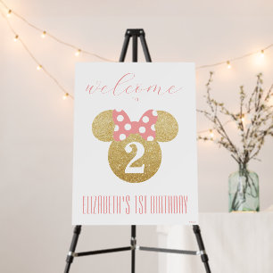 Minnie Mouse   Gold & Pink Birthday Welcome Foam Board