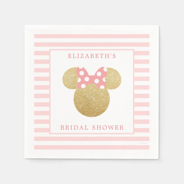 Minnie Mouse | Gold & Pink Bridal Shower Napkins (Front)
