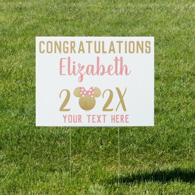 Minnie Mouse | Gold & Pink Graduation Sign (Insitu)