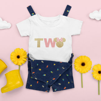 Minnie Mouse | Gold & Pink Second Birthday Baby T-Shirt