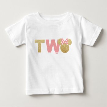 Minnie Mouse | Gold & Pink Second Birthday Baby T-shirt by MickeyAndFriends at Zazzle