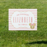 Minnie Mouse | Gold & Pink Striped Birthday Sign<br><div class="desc">Customize this super cute Minnie Mouse pink and white striped faux gold Birthday yard sign with your daughter's name and age.</div>