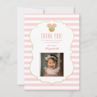 Minnie Mouse | Gold & Pink Striped Birthday