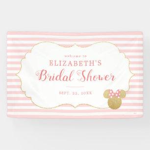 Minnie Mouse   Gold & Pink Striped Bridal Shower Banner