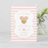 Minnie Mouse | Gold & Pink Sweet Sixteen Sixteen Invitation (Standing Front)