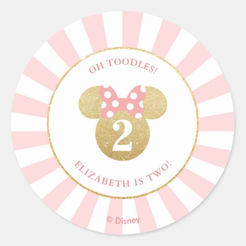 Minnie Mouse  Gold  Pink _ Thank You Classic Round Sticker