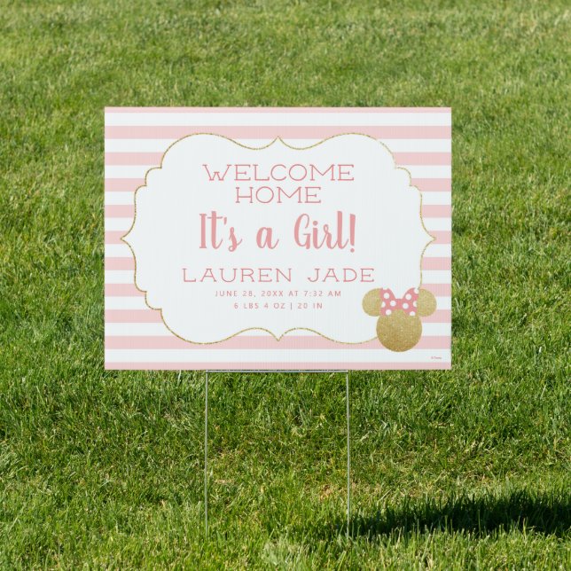 Minnie Mouse | Gold & Pink Welcome Baby Sign (Insitu)