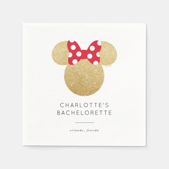 Minnie Mouse | Gold & Red Bachelorette Napkins (Front)