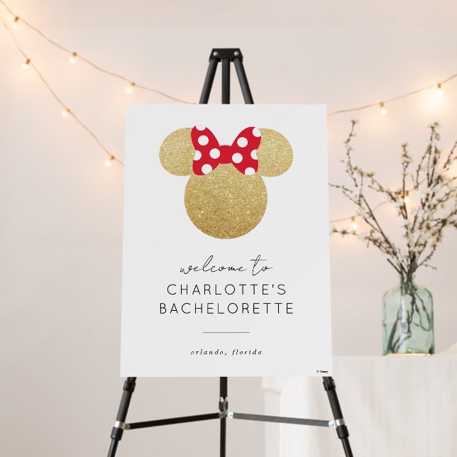 Minnie Mouse | Gold & Red Bachelorette Welcome Foam Board (In Situ (Stand))