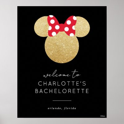 Minnie Mouse | Gold &amp; Red Bachelorette Welcome Poster