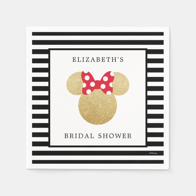 Minnie Mouse | Gold & Red  Bridal Shower Napkins (Front)