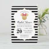 Minnie Mouse | Gold Striped Bridal Shower Invitation (Standing Front)