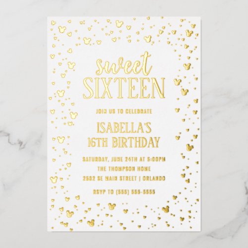 Minnie Mouse Gold Sweet 16 Invitation Foil Invitation