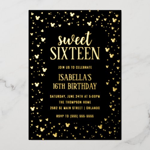 Minnie Mouse Gold Sweet 16 Invitation Foil Invitation