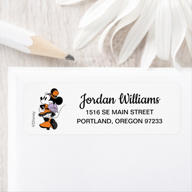 Minnie Mouse Halloween Birthday Label (Insitu)