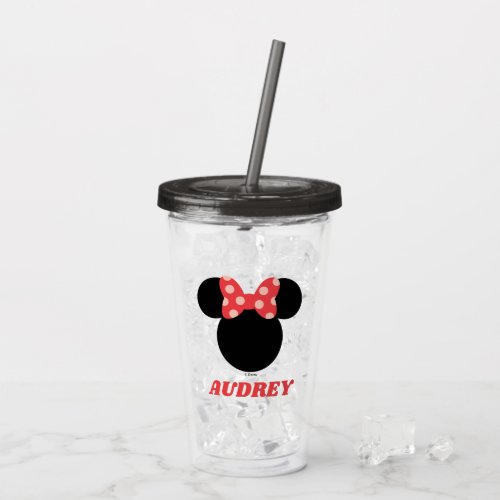 Minnie Mouse Head Icon  Add Your Name Acrylic Tumbler