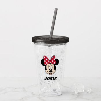 Minnie Mouse | Head Logo - Add Your Name Acrylic Tumbler by MickeyAndFriends at Zazzle