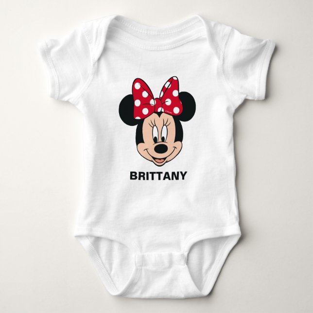 Minnie Mouse | Head Logo Baby Bodysuit (Front)