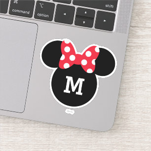 Minnie Mouse Head Silhouette with Monogram Sticker