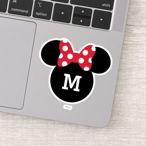 Minnie Mouse Head Silhouette with Monogram Sticker