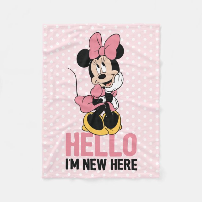 Minnie Mouse | Hello I'm New Here Fleece Blanket (Front)