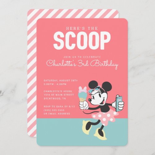 Minnie Mouse  Heres the Scoop Ice Cream Birthday Invitation