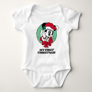 Minnie Mouse   Holiday Wreath - First Christmas Baby Bodysuit