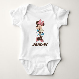 Minnie Mouse Hugs cute Easter Bunny Baby Bodysuit
