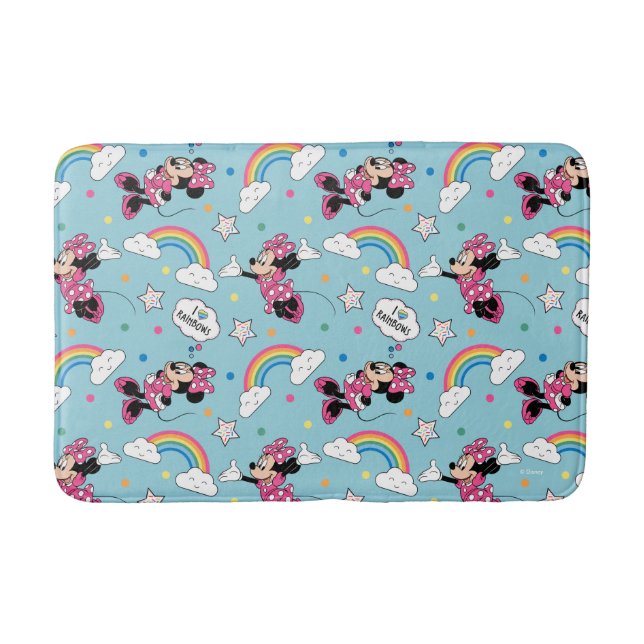 Minnie Mouse | I Love Rainbows Pattern Bath Mat (Front)