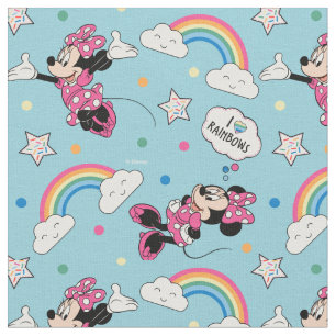 Minnie Mouse   I Love Rainbows Pattern Fabric