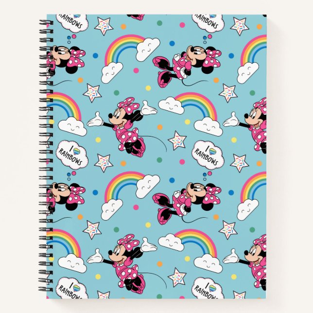 Minnie Mouse | I Love Rainbows Pattern Notebook (Front)