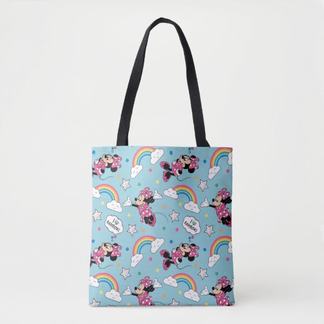 Minnie Mouse | I Love Rainbows Pattern Tote Bag (Front)
