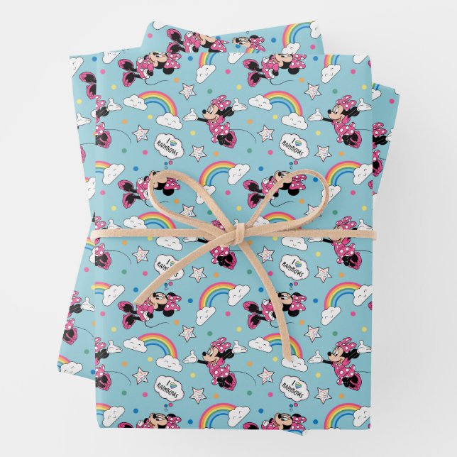 Minnie Mouse | I Love Rainbows Pattern Wrapping Paper Sheets (In situ)