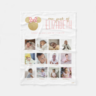 Minnie Mouse Icon   One Year of - 12 Months Fleece Blanket
