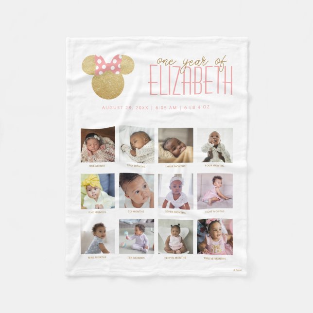 Minnie Mouse Icon | One Year of - 12 Months Fleece Blanket (Front)
