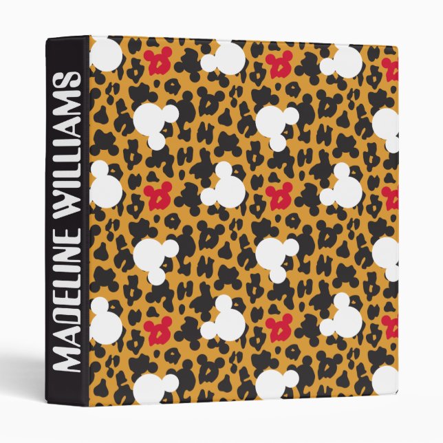 Minnie Mouse | Leopard Pattern 3 Ring Binder (Front/Spine)
