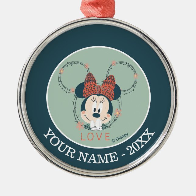 Minnie Mouse | Love Add Your Name Metal Ornament (Front)