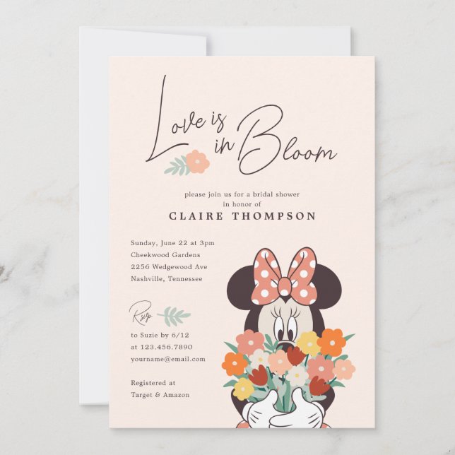 Minnie Mouse | Love is in Bloom Bridal Shower Invitation (Front)