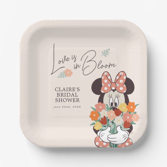 Minnie Mouse | Love is in Bloom Bridal Shower Paper Plates (Front)