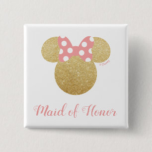 Minnie Mouse Maid of Honor Bridal Shower Button