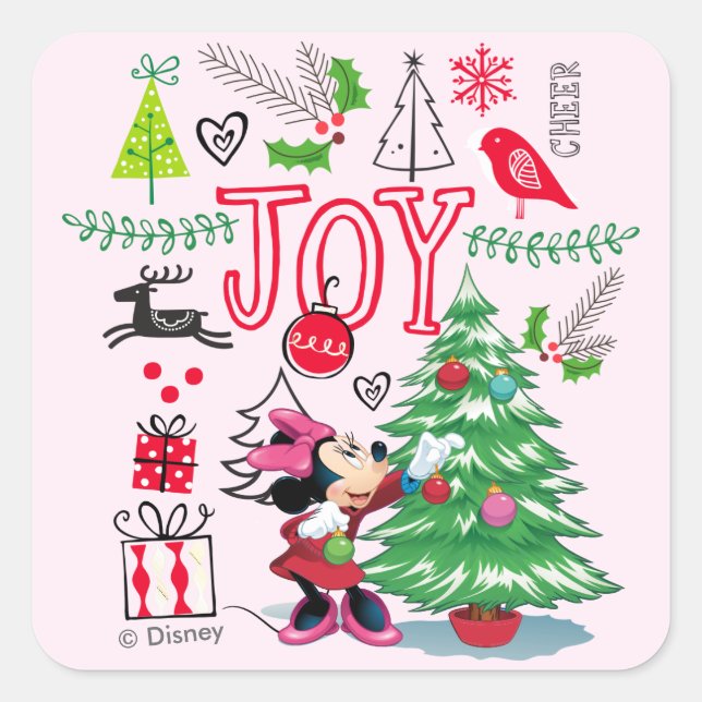 Minnie Mouse | Minnie's Christmas Joy Square Sticker (Front)