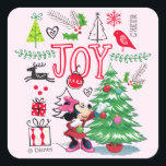 Minnie Mouse | Minnie's Christmas Joy Square Sticker<br><div class="desc">Minnie Mouse decorating the tree and spreading holiday cheer.</div>